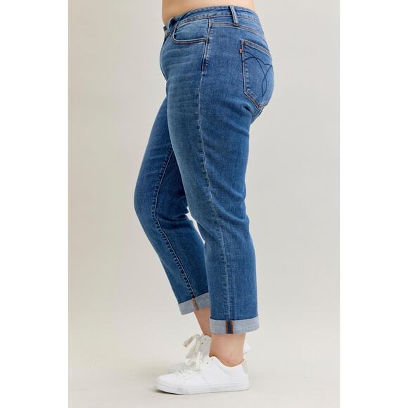 Judy Blue Mid Rise Boyfriend Classic Cuffed - Picture 9 of 12